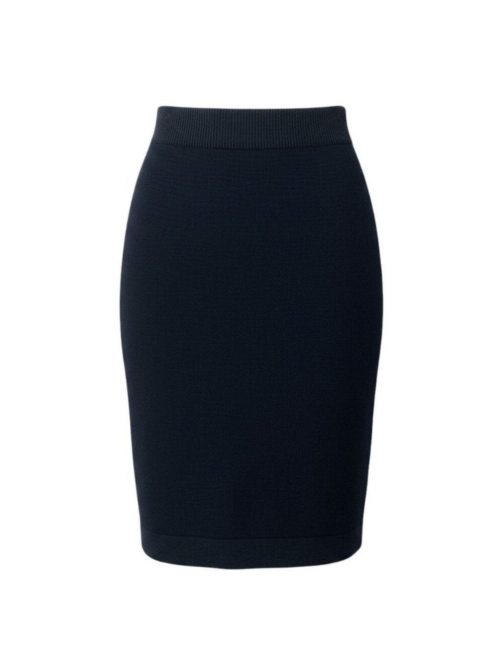 Chanel Vintage Knit Skirt Pencil Knee-length Navy Cotton